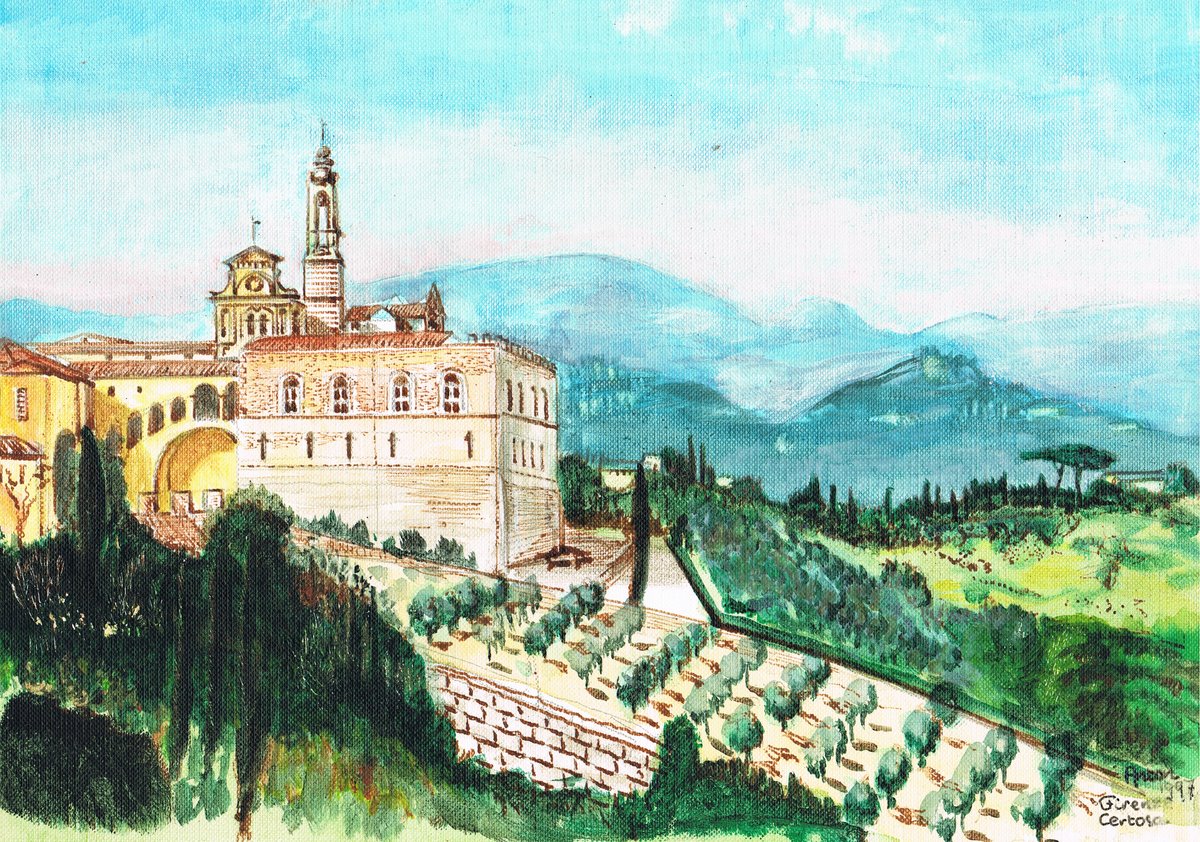 <em>Firenze Certosa 1997</em> | acrylic paint on paper | 24 × 30 cm